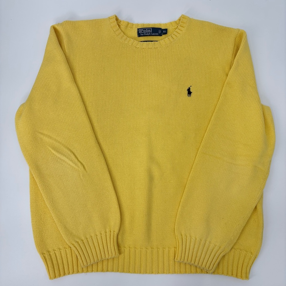 Polo Ralph Lauren Men’s Yellow Knit Cotton Crewneck Sweater